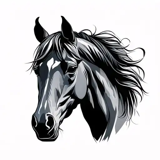 Single Line Horse Tattoo Design