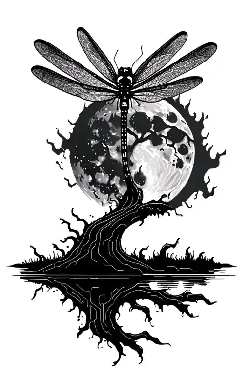 Dragonfly Woods Fire Moon Electronic Circuit Board