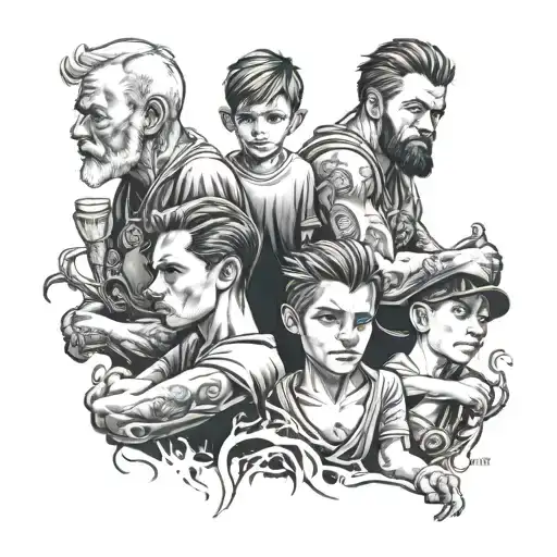 Two Brothers And Father Son