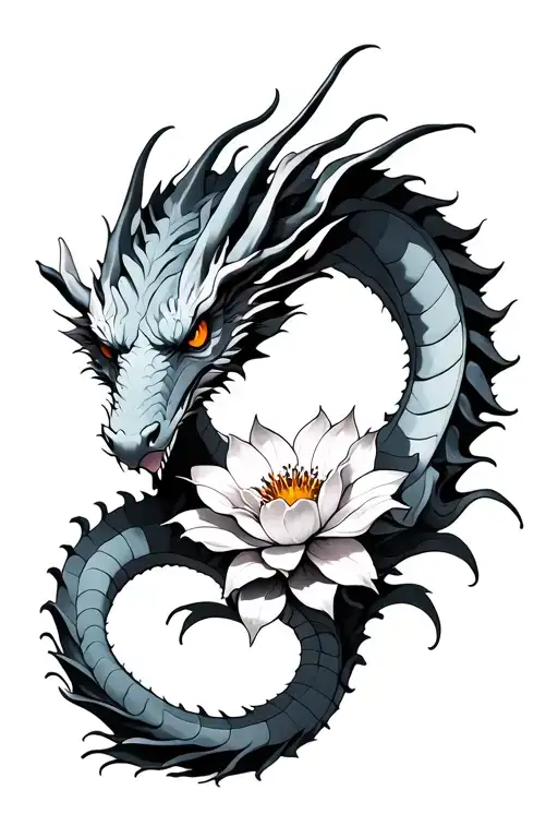 Dragon With Cosmo Flower