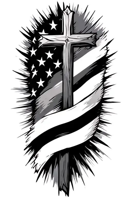 Faith Family County With Cross And Flag Morphing