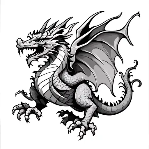 Welsh Dragon Tattoo As Part Of Patchwork Design