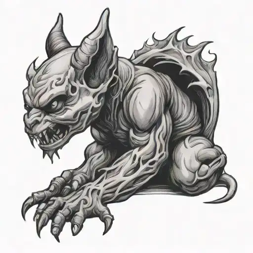 Baby Devil In Fetal Position Levitating