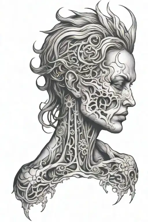 Dark Theme Diety Suffering With Mental Disorder