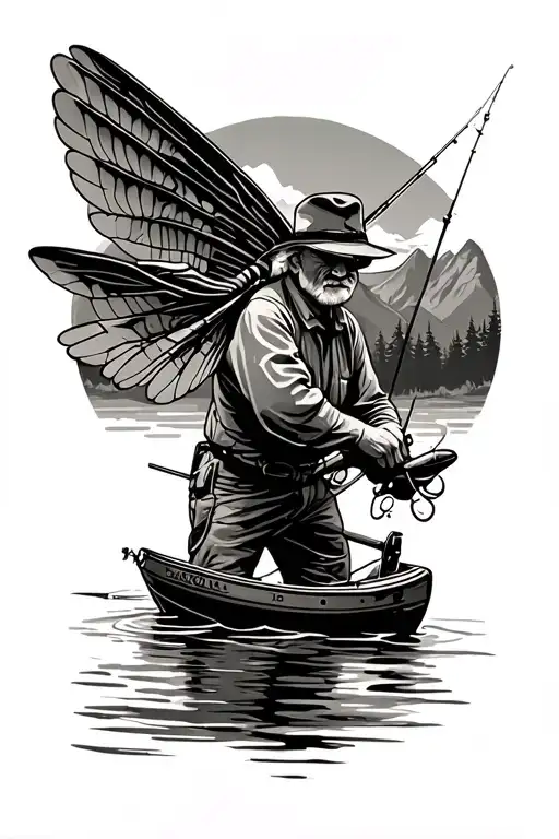 A Tattoo To Honor My Grandpa Fly Fishing On Lake In The British Columbia Mountains