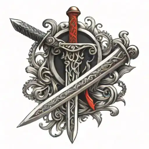 Sword Withe The Letter Family Writin Red