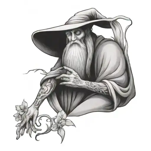Wizard Not Old Full Body A Healer Holding A Flower