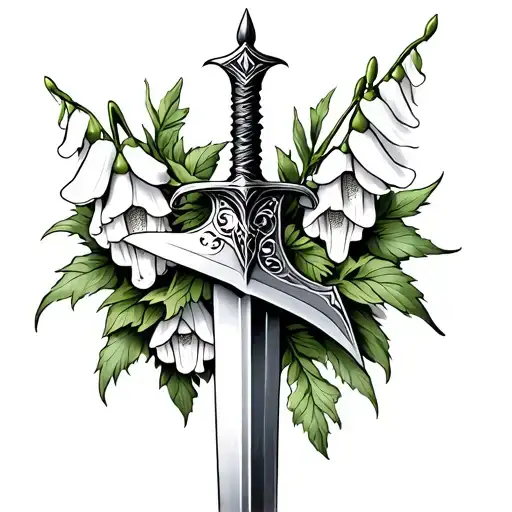 Dagger With Foxgloves Around It