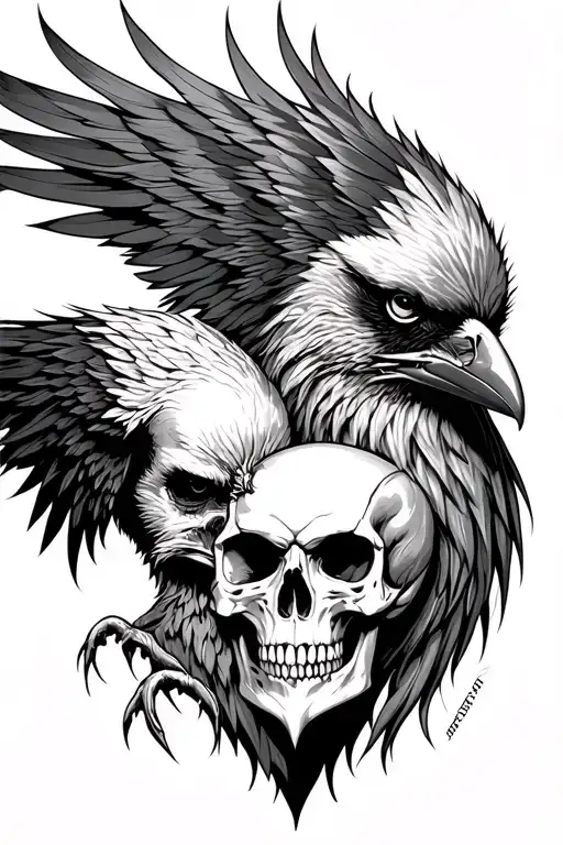 Odin And Raven With A Skull