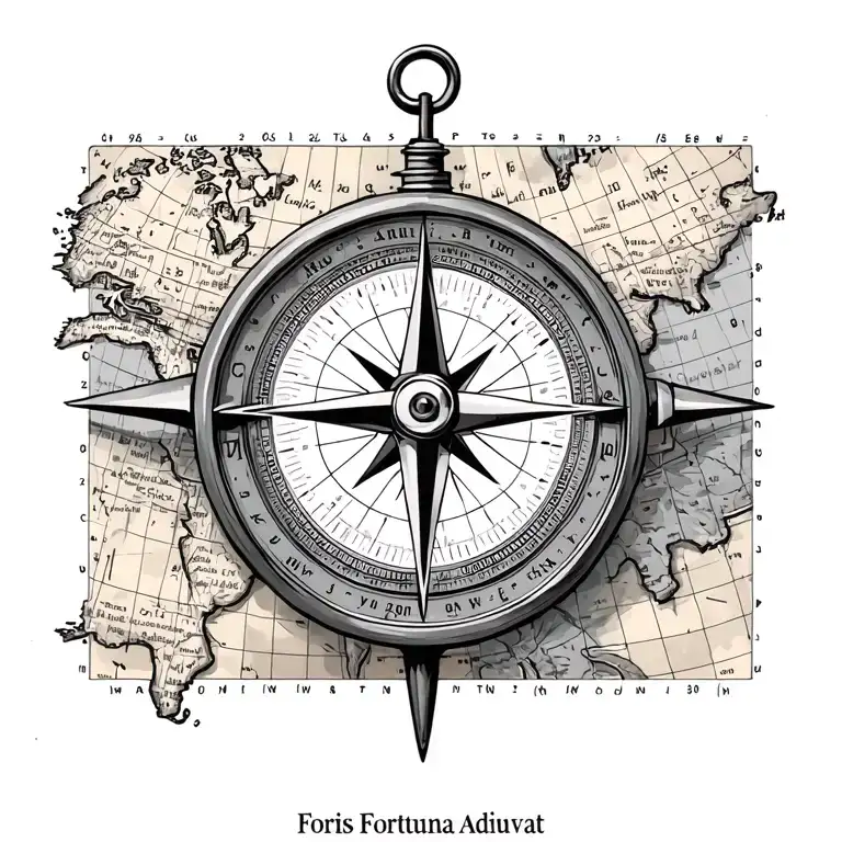 Compass With Map And The Inscription Fortis Fortuna Adiuvat Little