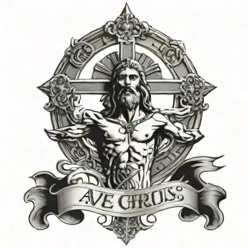 Ave Christus Rex Words Inside Or Around A Cross