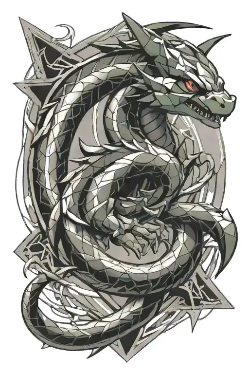 Rayquaza Wrapping A Triangle