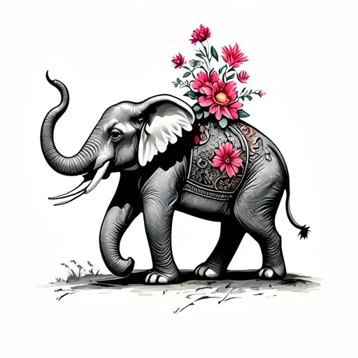 Elephant With Riding Flowers