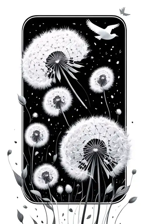 Dandelion Blowing And Birds In Flight