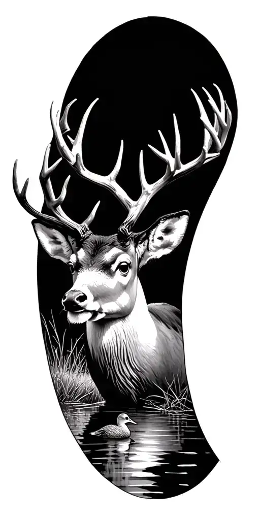 Deer And Duck Hunting Scene