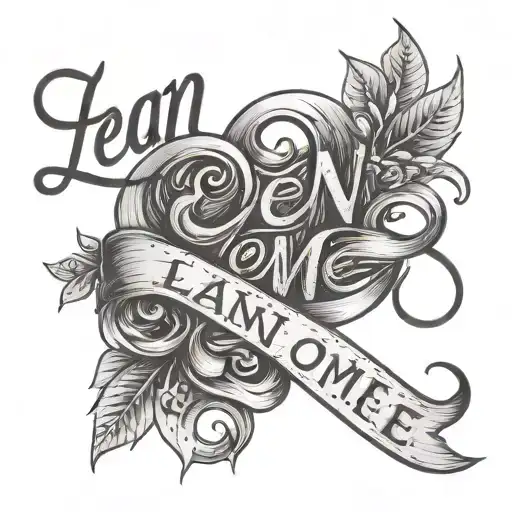 Lean On Me Written In Cursive Font In A Straight Line