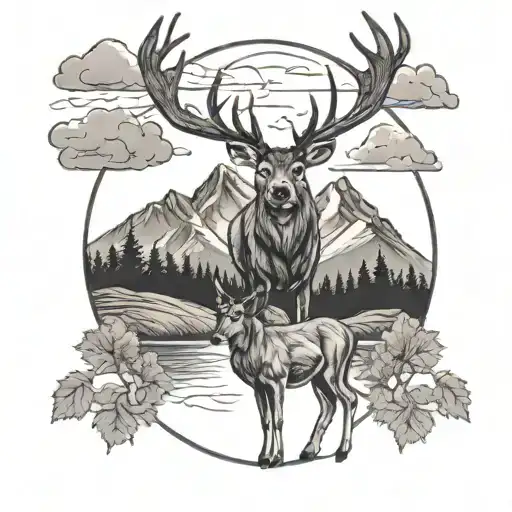 Deer And Mountain