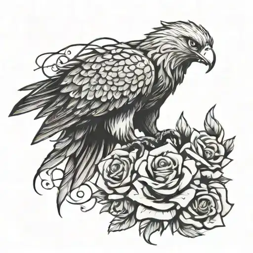 Eagle And Roses Intertwined