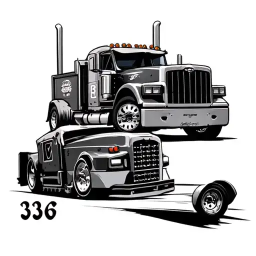 Mustang And Kenworth Truck With The Number 336