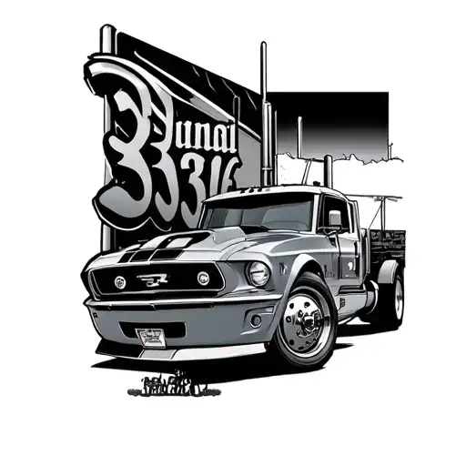 Mustang Car And Kenworth Truck With The Number 336 Together