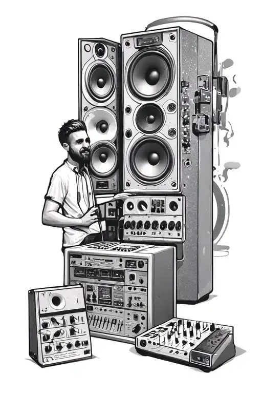 Sound Engineer With Speakers