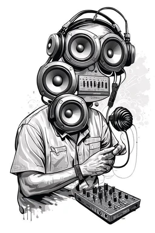 Sound Engineer With Speakers Mixer