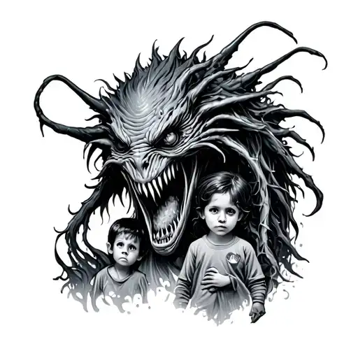 Monster And Child Tattoo Inspired By Doctor Who