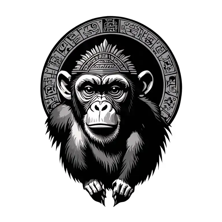 Aztec Calendar Monkey Swinging