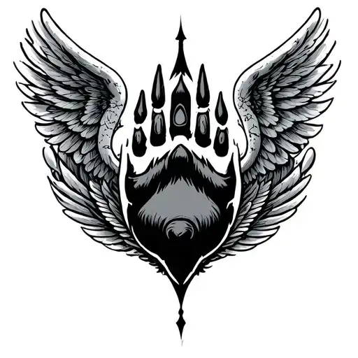 Virgo Sign With Bear Paw And Wings Spread