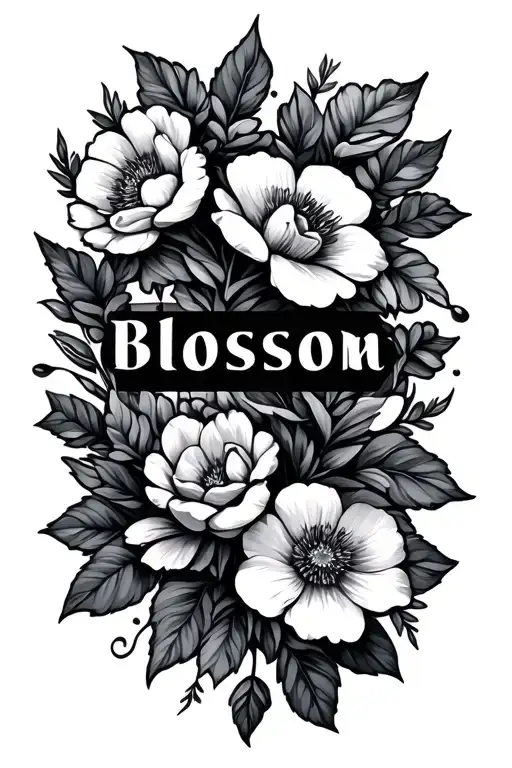 The Name Blossom With Flowers Around It