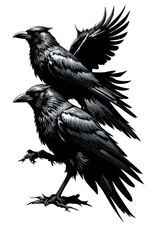 Vili Norse Mythology Black And White With Crows Perched