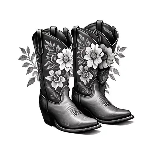 Cowboy Boots With Flowers