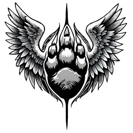 Virgo Sign With Bear Paw And Wings Spread