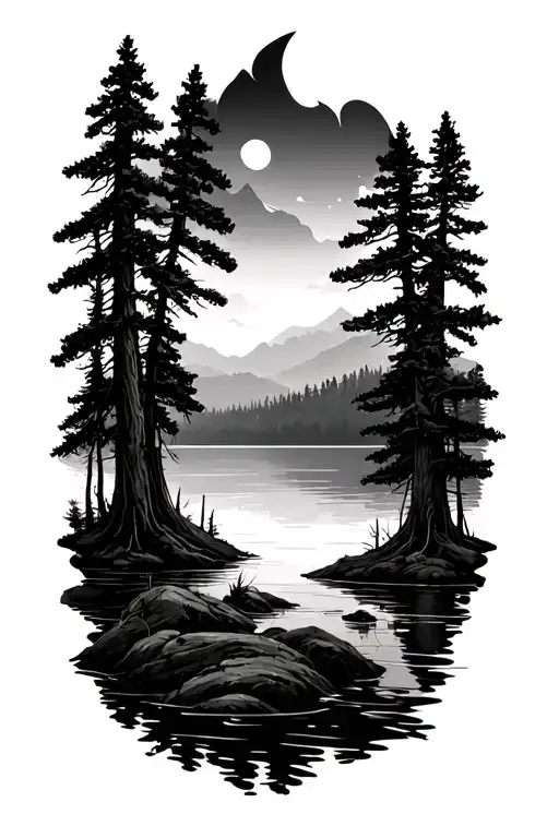 Woods With Lake Infront