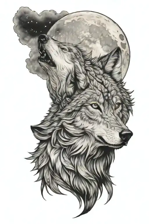 Wolf Howling Moon