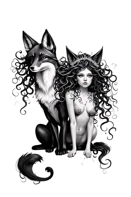 Medusa And Fox Sitting