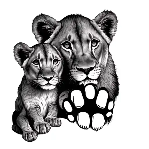 Lioness Paw 2 Lion Cubs