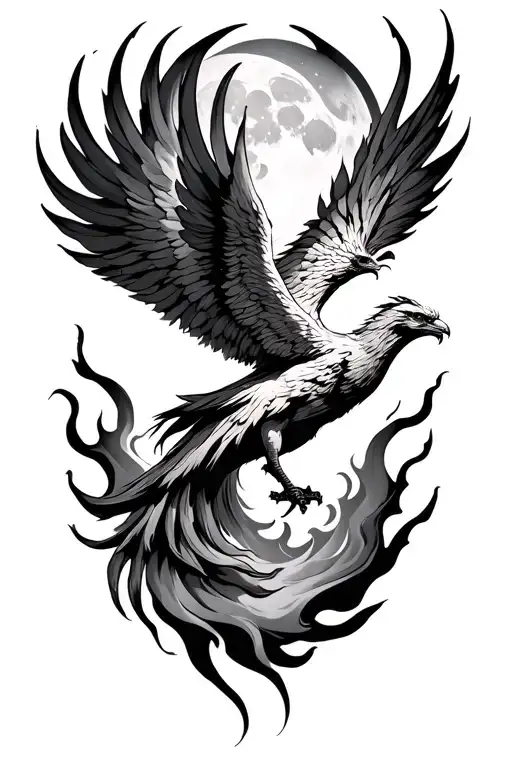 Phoenix Rising From Flames Blood Moon