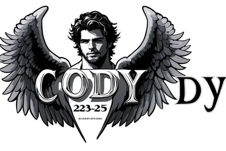 Cody With Wings On Each Side On Name And Then 2-23-25 Under