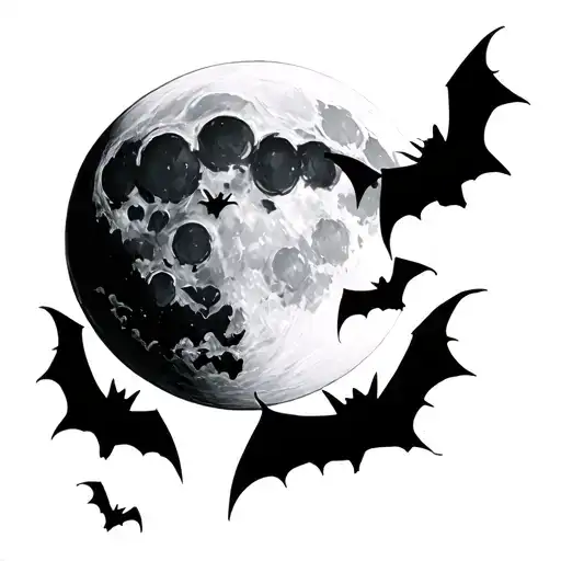 Moon With Bats