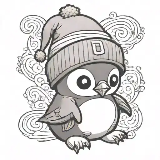 Chibi Penguin Wearing A Beanie