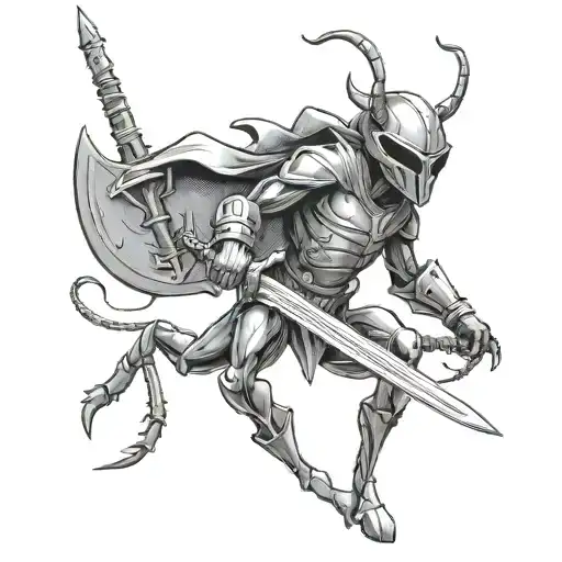 Human Like Ant Warrior With Shield And Sword