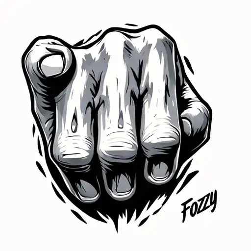 Show Knuckle Tattoo Saying Fozzy