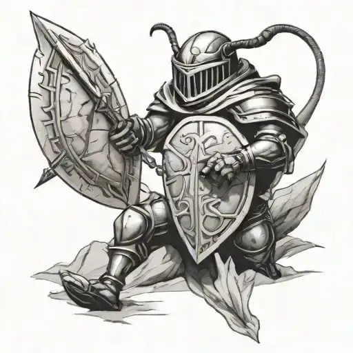 Human Like Ant Warrior With Sword And Shield In Desert Area Battle