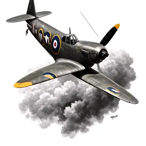 Spitfire Plane Black And White Family In Writing