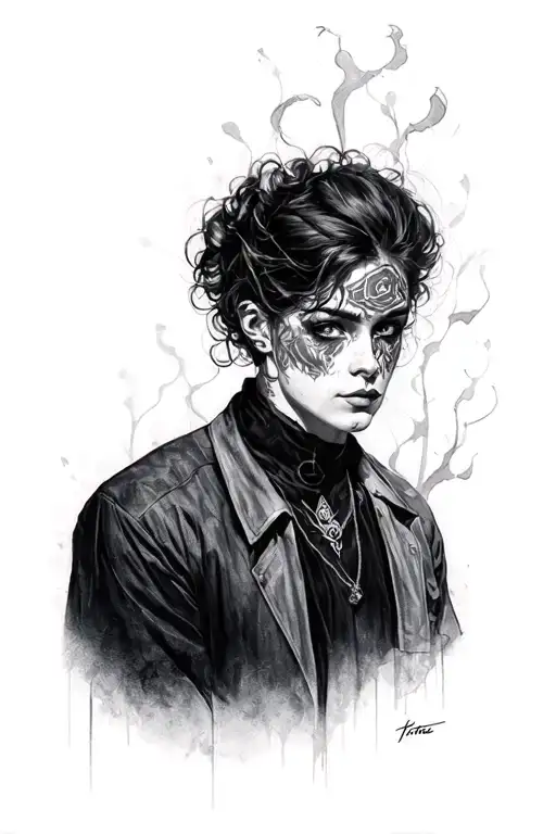 A Drawing Surrounding A Portrait