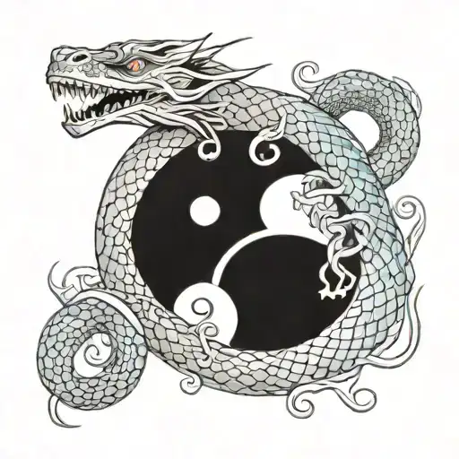 Yin Yang Dragon And Snake