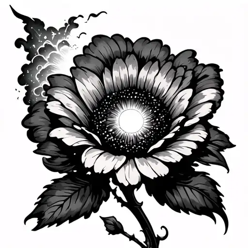 Tornado Scene Featuring Flower With Sun Hitting It Through The Clouds