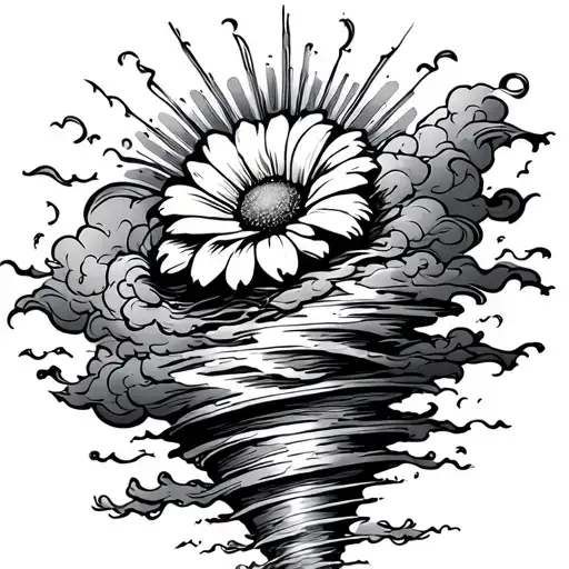 Tornado Featuring Flower With Sun Hitting It Through The Clouds
