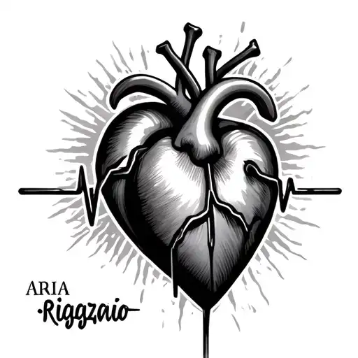 Heartbeat Line Tattoo With The Name Aria Rigazio
